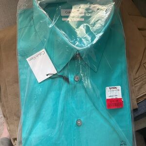 Calvin Klein Men's Aqua Dress Shirt